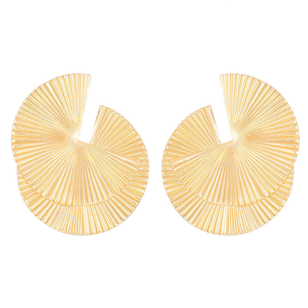 New Irregular Earrings for Women, Unique Alloy Texture Fan-shaped Earrings, Exaggerated Ear Accessories