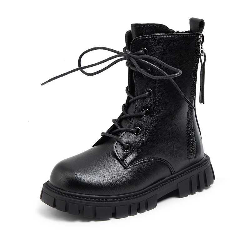 2023 Girls Boots Children Fashion Autumn Black Cool Simple Side Zipper Kids Shoes Princess Knight Boots for Catwalk Winter Cute XJ250812
