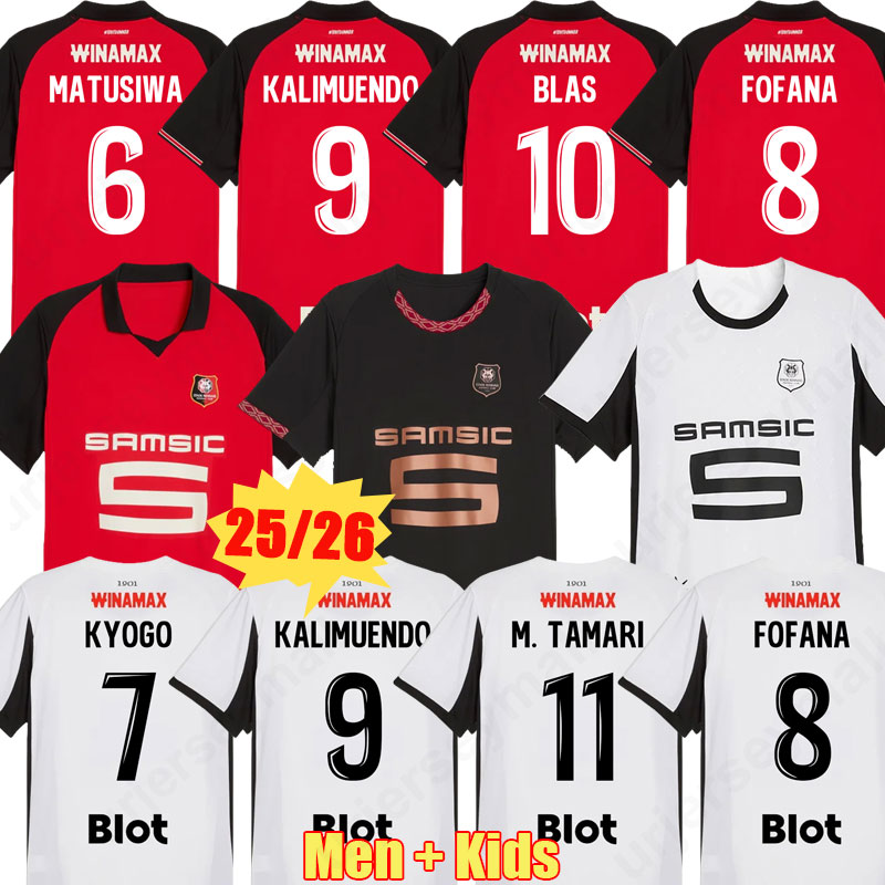 25 26 Rennais soccer jerseys Stade BLAS Rennes maillot de foot KYOGO MATUSIWA 2025 2026 KALIMUENDO A. GOMEZ JAMES FOFANA ASSIGNON Men kids kits MATIC football shirts