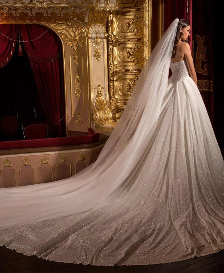 New Arrival Sweetheart Lace Up A-Line Glitter Tulle Wedding Dress Backless Court Wedding Bridal Gowns Customzied