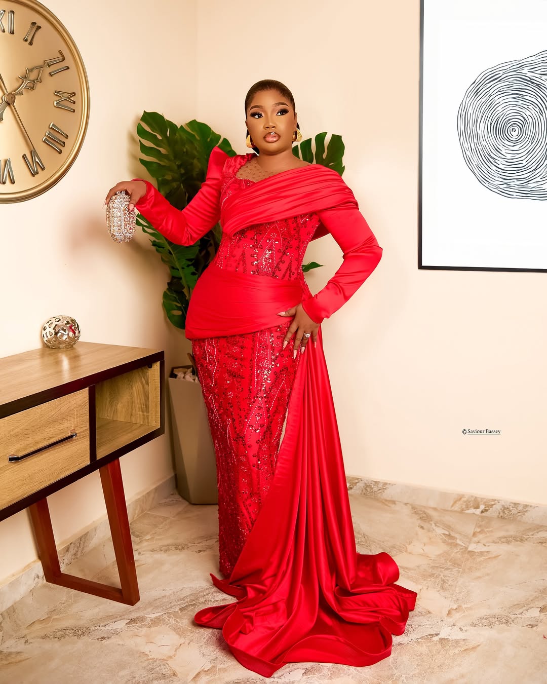 Mermaid Red Plus Size Prom Dress 2025 Evening Dresses For Special Occasions Sheer Neck Beaded Lace Illusion Long Sleeves Birthday Second Reception Gow