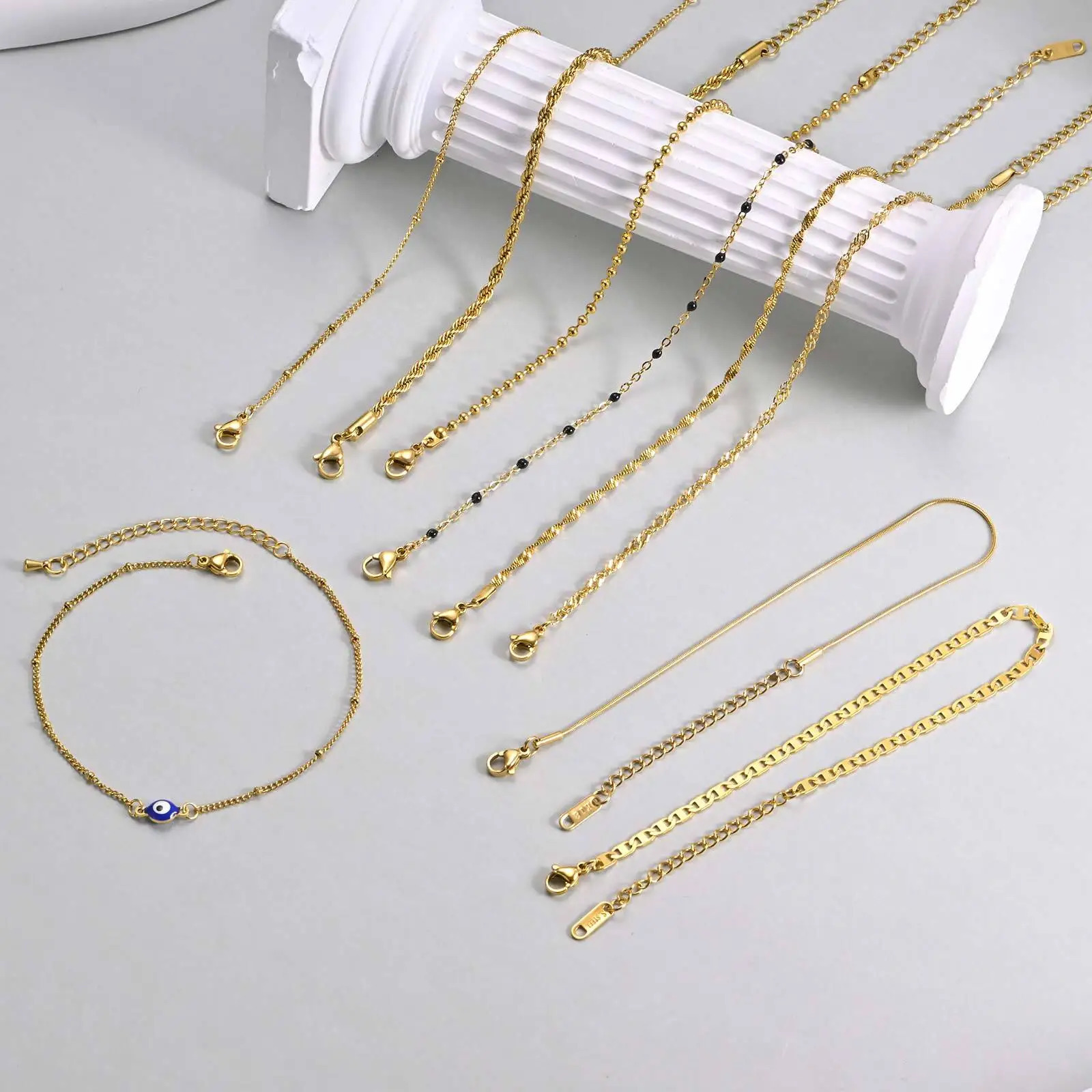 Gold Plated Anklet Bracelets Dainty Layer Chain Anklets Stainless Steel Waterproof Jewelry Gifts For Women Mom Wife Girlfriend 250812