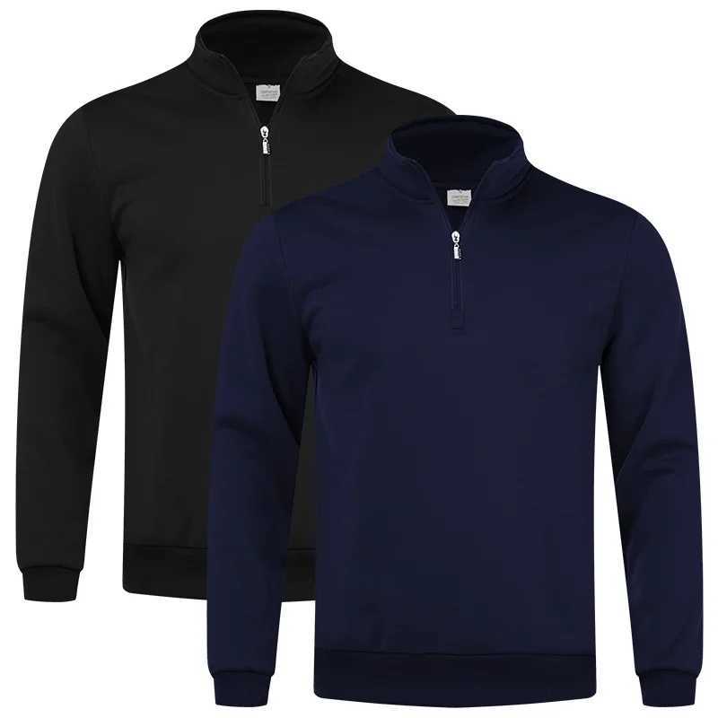 Male Sweatshirts Spring Fall Thick Half - Zipper Solid Color Turtleneck Pullover for Outdoor Activity Y250811