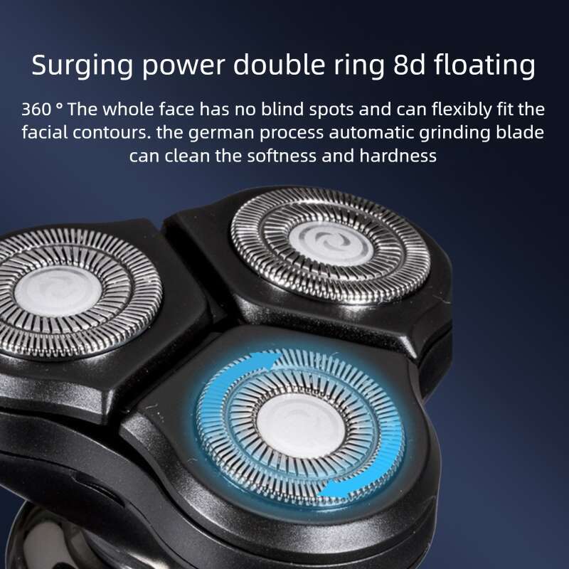 USB-powered travel-friendly male grooming tool with water resistance and a razor with multiple cutting modes