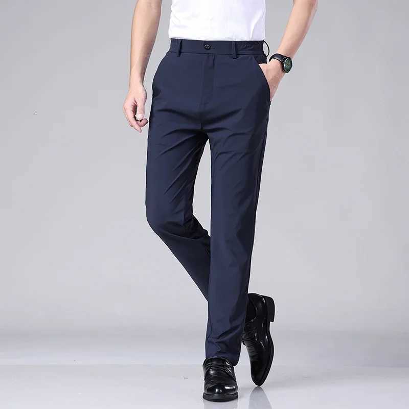 Mens Casual Pants Spring Summer Thin Business Slim Elastic Waist Trousers Korean Classic Stretch Black Gray Trousers Male W250812