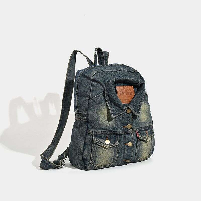 Washed Multi-Pocket Denim Leisure Large-Capacity Student Class Backpacks Handbags 2025 Spring And Summer New