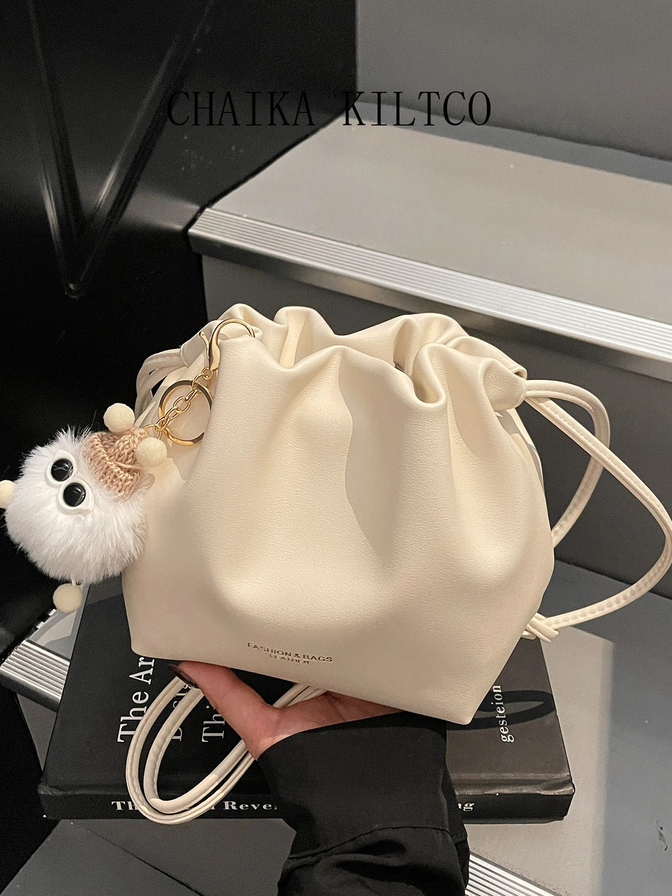 CHAIKA KILTCO crossbody small bag womens drawstring pleated shoulder textured commuting solid color 250811