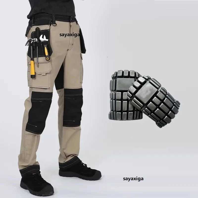 Men Working Pants With Knee Pads Multi Pockets Cargo Pants Work Pants For Men Workwear Cargo Trousers Welder Repairman Uniform X250812