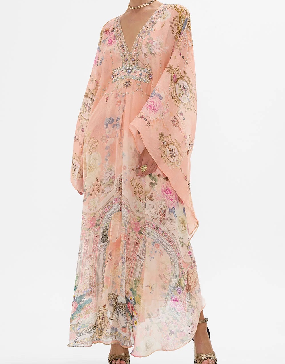 Australian dresses silk designer fashionable and elegant dress positioning printed diamond studded holiday dress summer dress