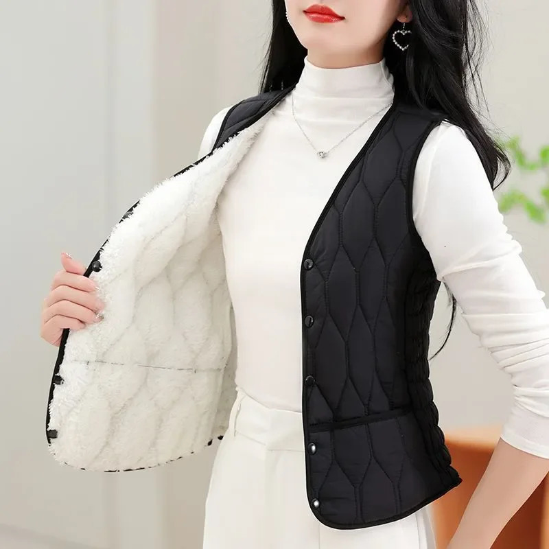 Autumn Down Cotton Solid Color V-neck Sleeveless Vest With Lightweight Warm And Slim Fit Comfortable Versatile Base Vests 250805