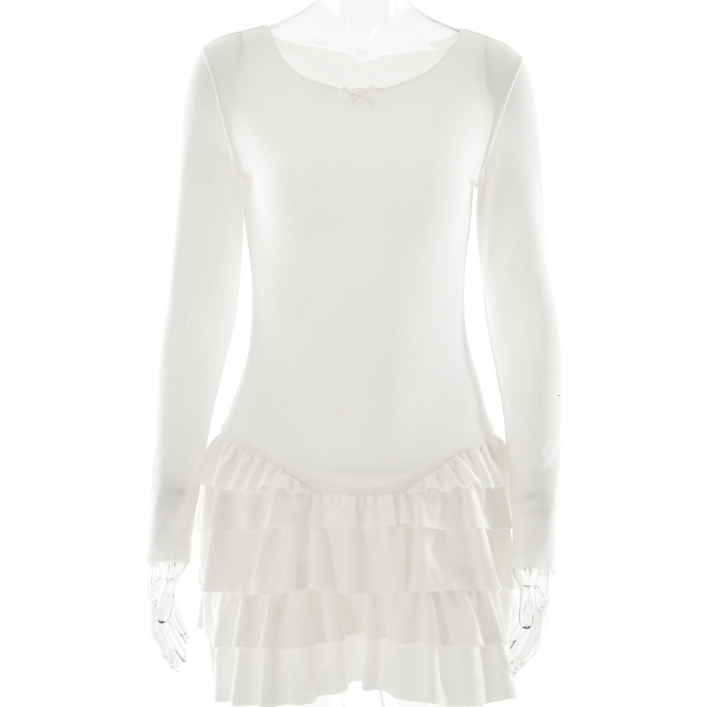 2025 summer new women's autumn and winter fashion trend pleated short skirt new spicy girl round neck slim fit dress new designer