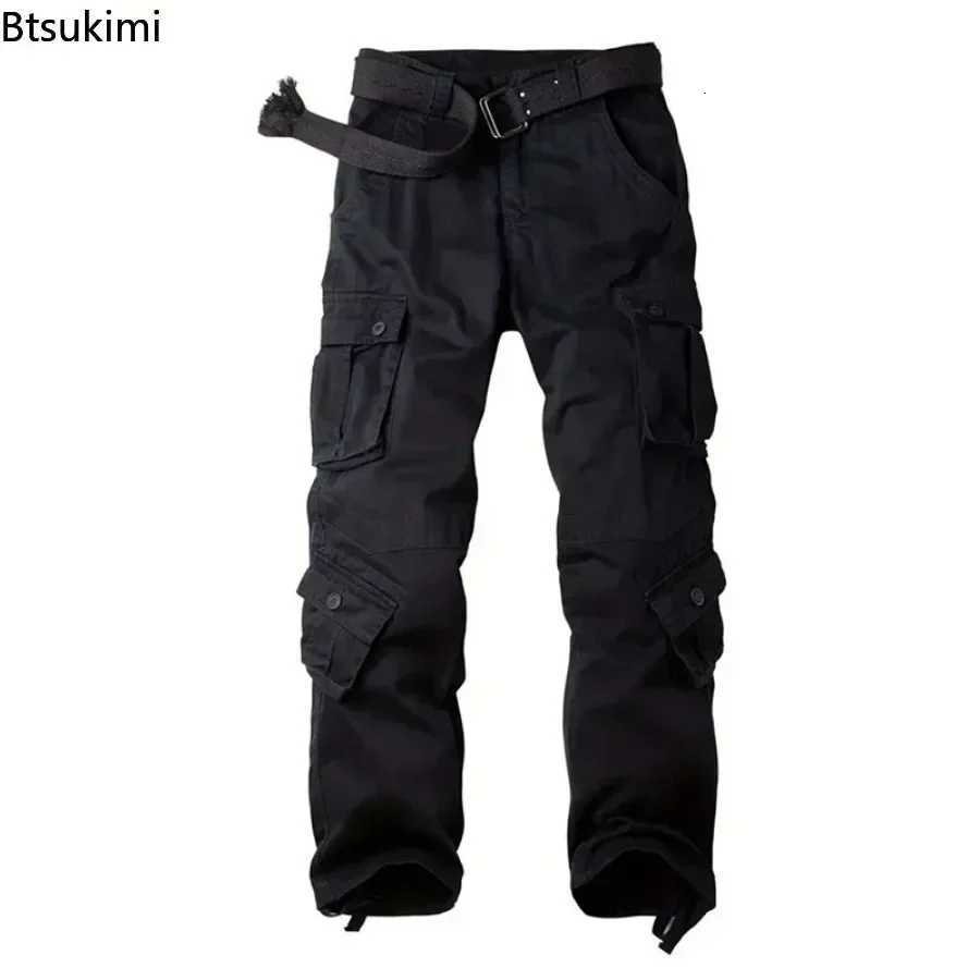 2025 Mens Cotton Cargo Pants Fashion Eight Pockets Sport Trousers Pants Male Oversize Loose Straight Streetwear Pants for Men X250812