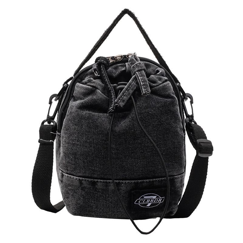 Casual Phone for Women New Versatile Small Drawstring Handheld Bucket Denim Crossbody Bag