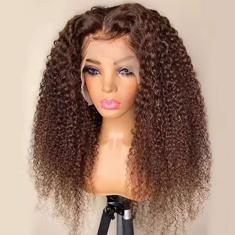 13X4 Lace Front Human Pre Plucked Virgin Brazilian Hair Glueless Curly Wigs 180% Density For Woman