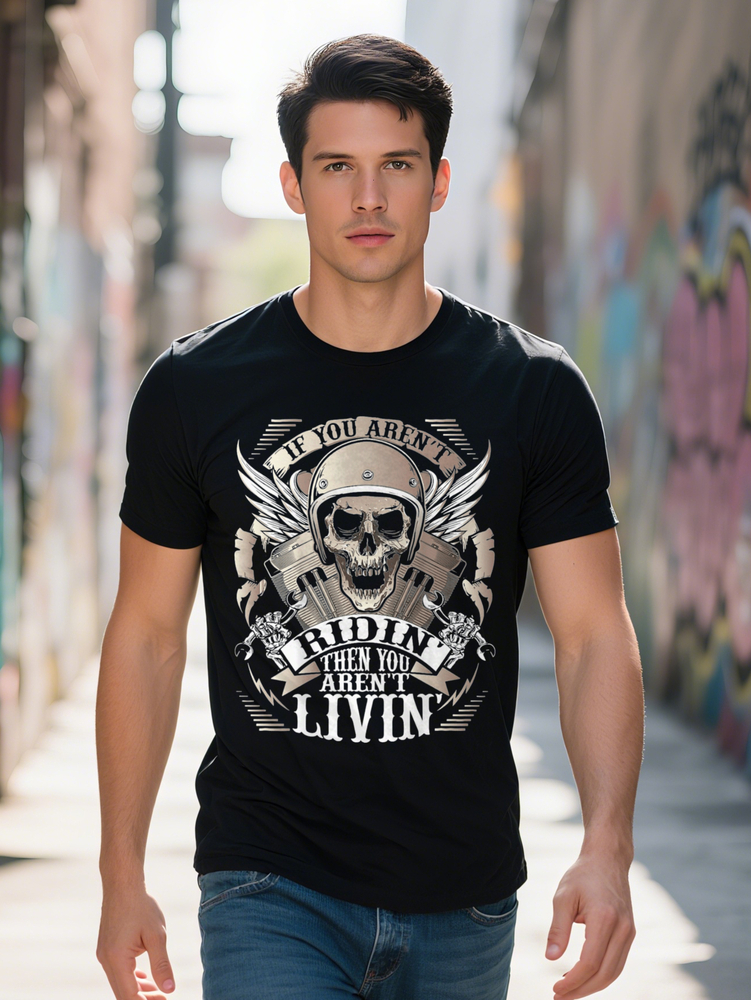 Biker If You Ride Ain't Livin On Back Motorcycle T Shirt Cotton Fun Design DIY Men S Soft Breathable Summer