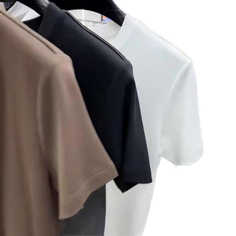 Summer New Luxury European Style Personality Minimalist 3D Small Logo Men's Short Sleeve Round Neck Slim Fit Quality T-Shirt