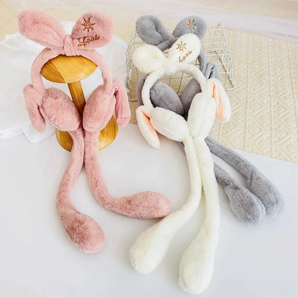 ute Rabbit Jumping Earmuffs Outdoor Winter Warm Funny Toy Cap Plush Toy Ears Airbag Hat Childrens Xmas Gift For Kids XJ250812