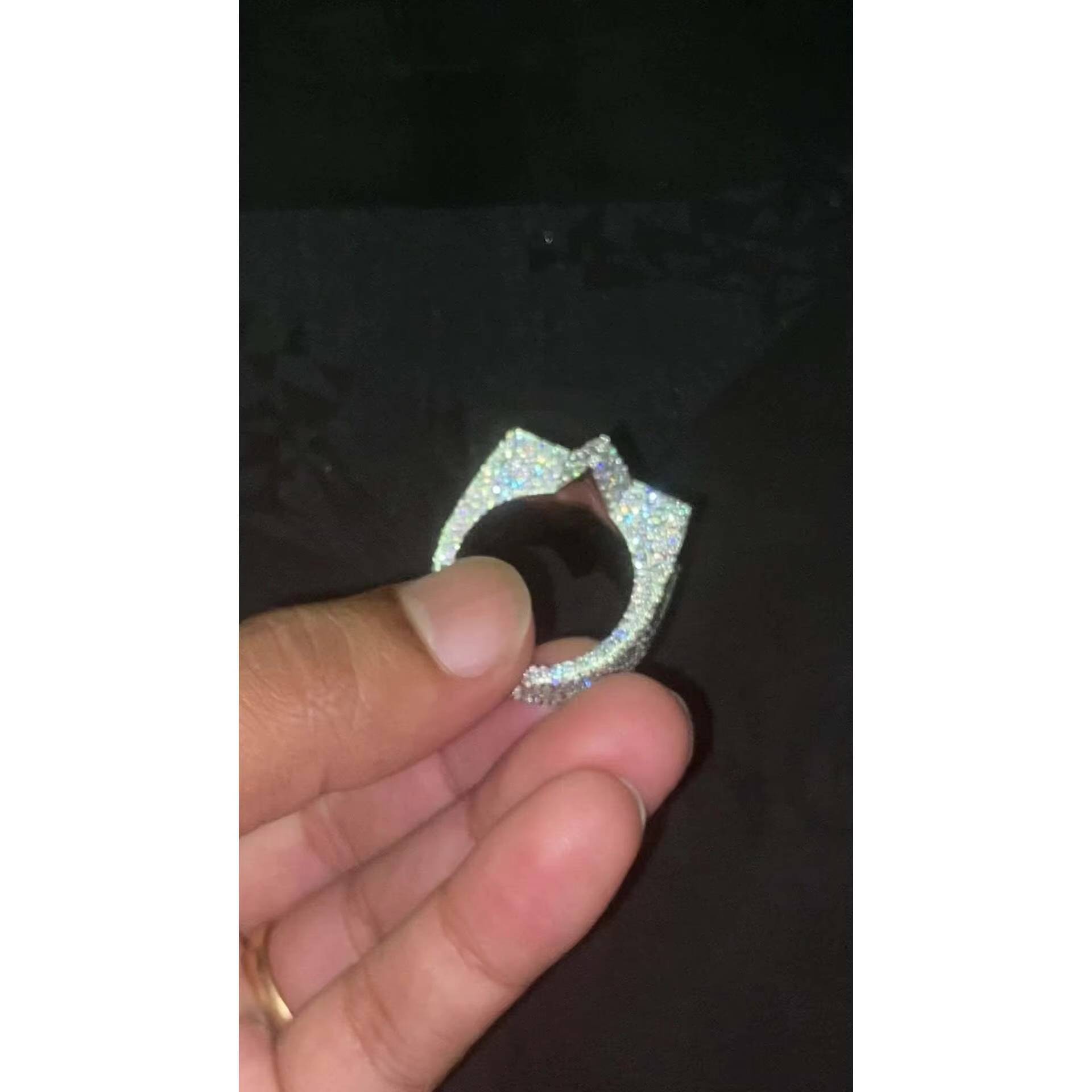 Full Iced Star Shape VVS Moissanite Ring 925 Silver Champion Hip Hop Bust Bling Ring for Men Passes Diamond Test