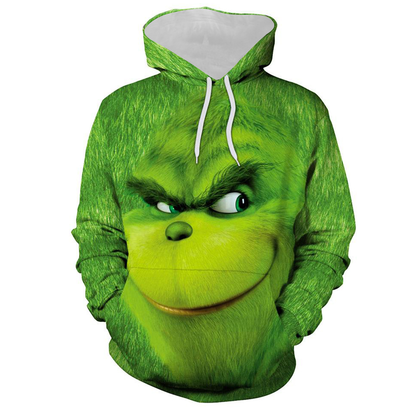 New Sweatshirt Green Fur Monster Grinch Same Style 3D Digital Print Hooded Pullover Cosplay