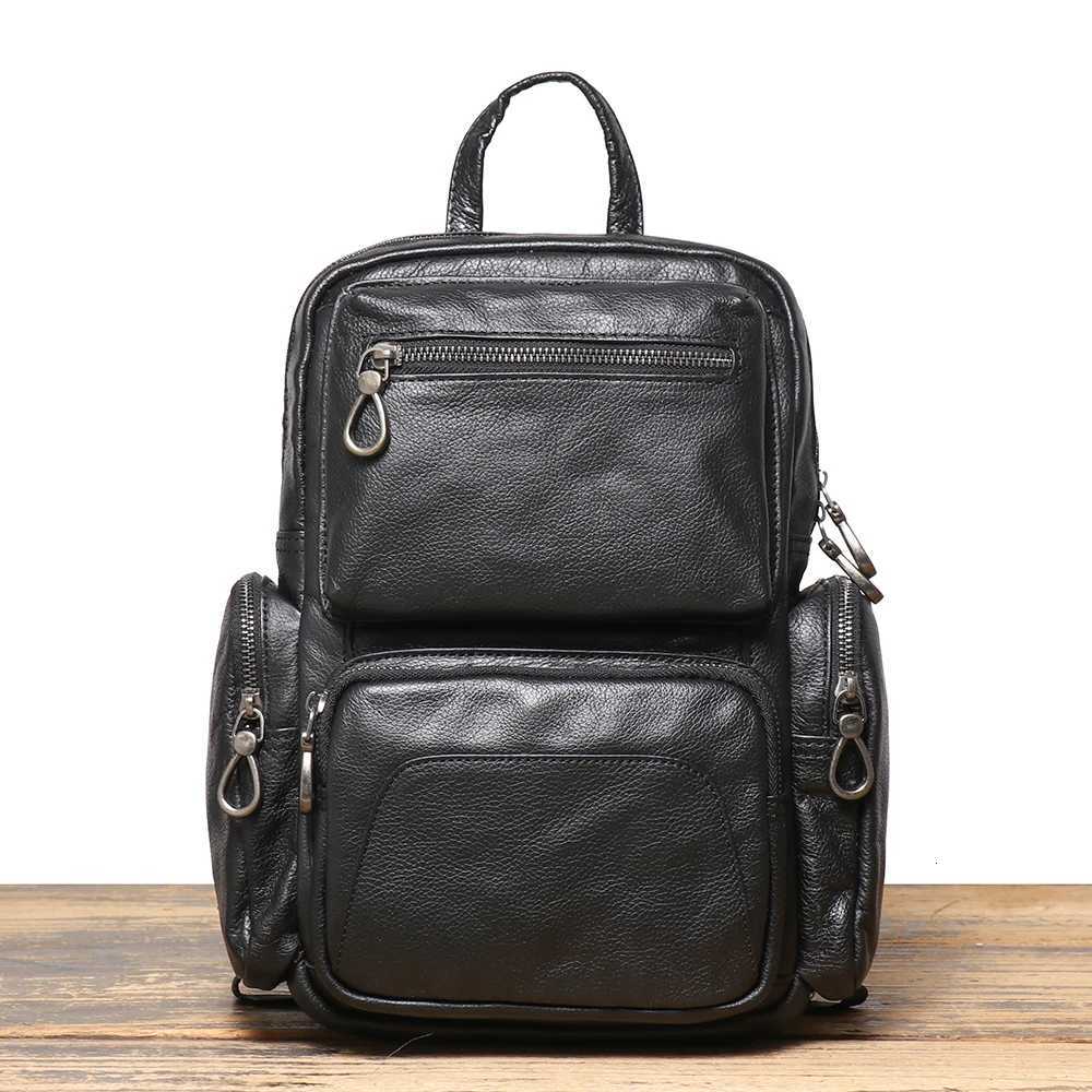 Luokir Mens Leather Backpack Top Layer Cowhide Shoulder Bag Casual Small Backpack Large Capacity Multifunctional Chest Bag W250812
