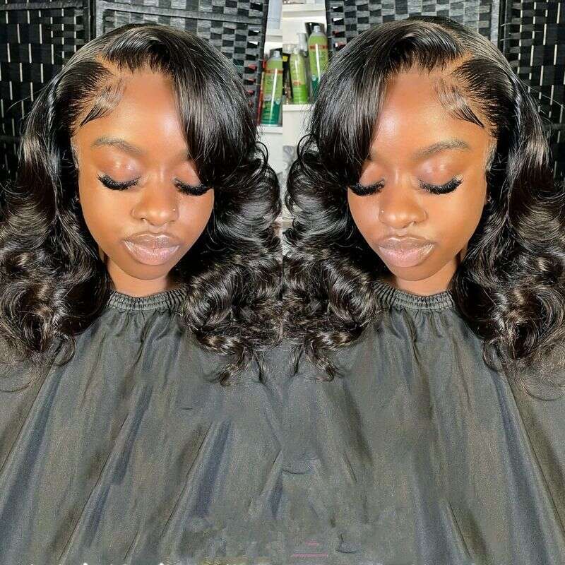 Medium Long Body Wave Curly Wavy 13X4 Lace Front Human Wig Natural Hairline With Baby Hair