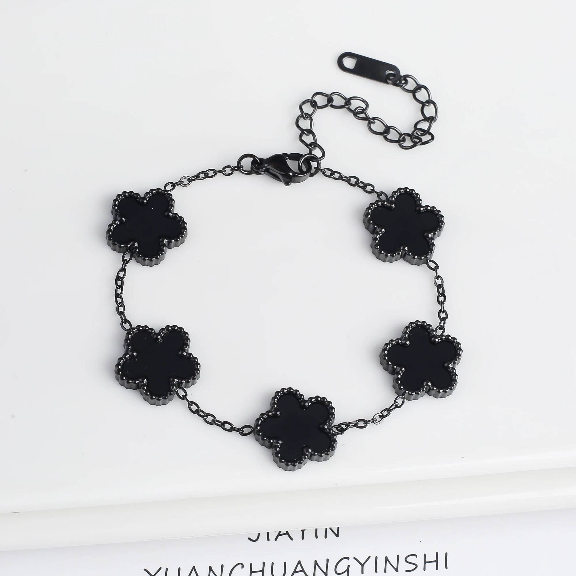 Gold Plated Hot Sale 316L Stainless Steel Plant Five Leaf Flower Bracelet Classic For Woman New Fashion Party Jewelry Clover