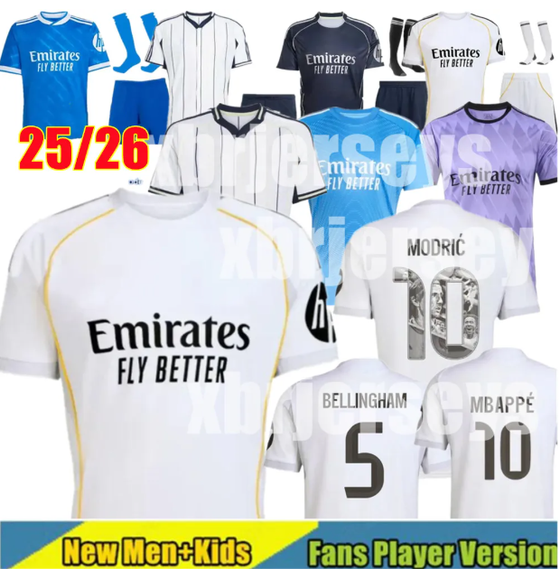 4XL 25- 26 Reals MadridSoccer Jerseys RODRGO Bellingham Camiseta Football Jerseys VINI JR ARDA GULER Mbappe V RAUL ZIDANE Football Shirt Tracksuit men kids kit