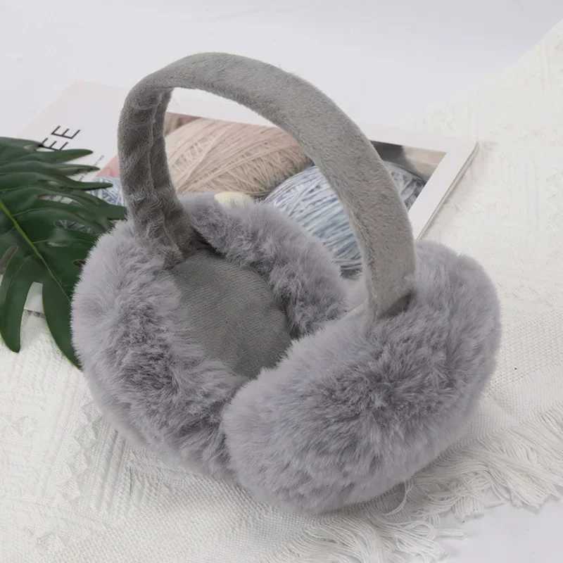 White Cute Girl Soft Earmuffs Women Ear Keep Warmer Plush Solid Color Winter Adjustable Foldable Ear Protection Muffs Earflap XJ250812