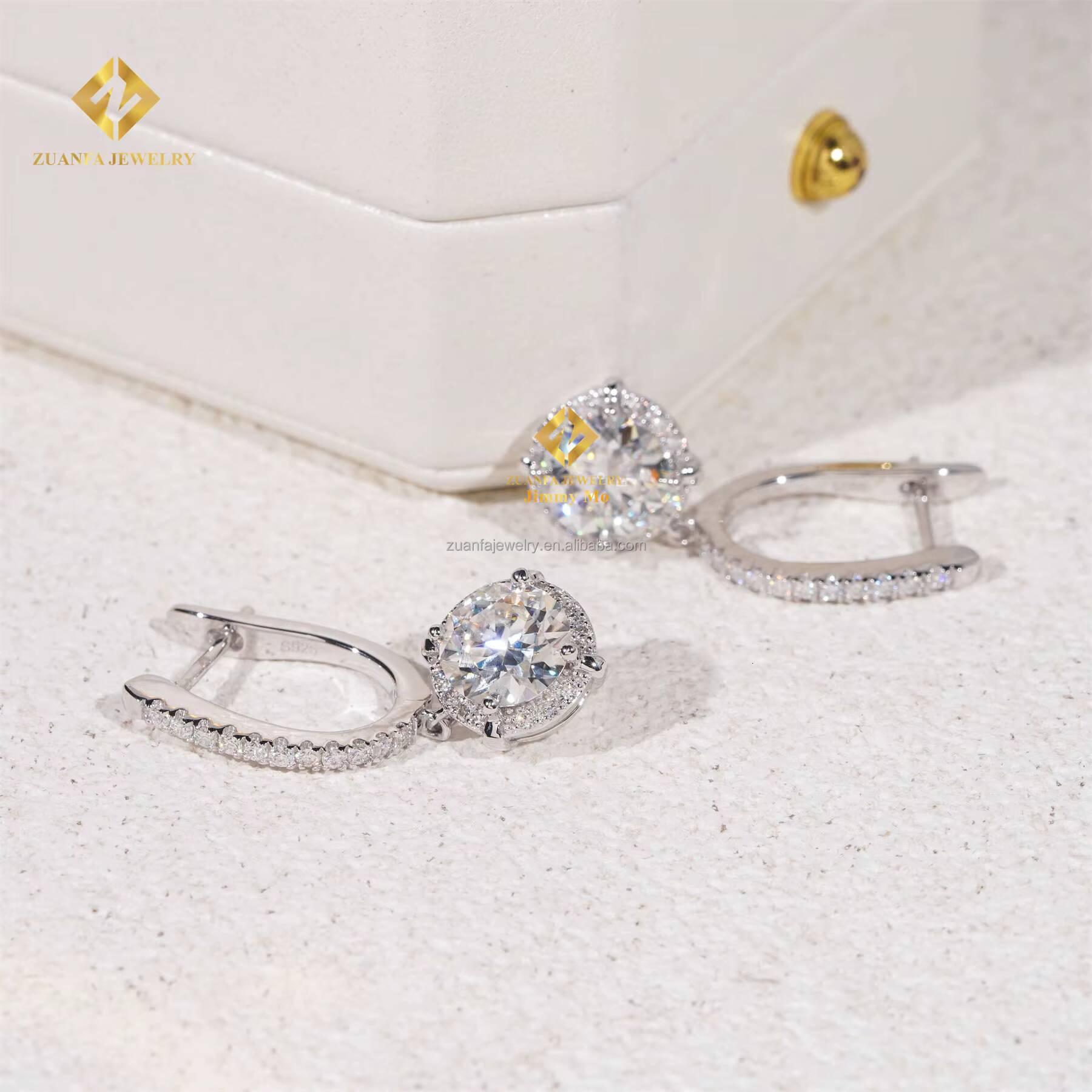 Fashion Luxury Elegant Style Women Earring Jewelry 925 Silver Vvs1 Moissanite Diamond Hoop Drop Earrings Women Gift
