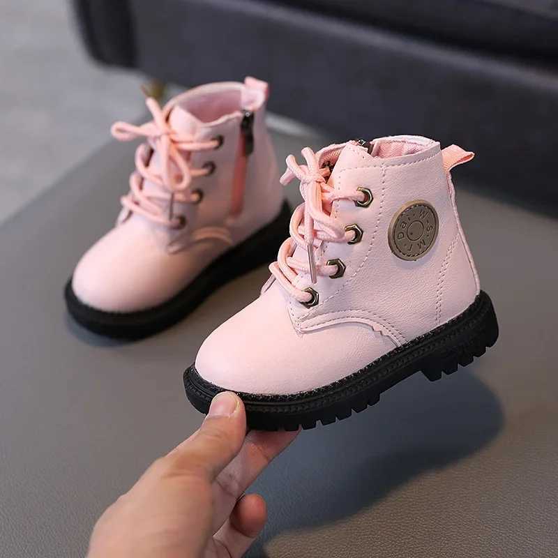 Boy Short Boot Fashionable Soft Kid Shoe for Girl Baby Leather Boot Plush Warm Cotton Shoe Winter Shoe for Girl Kid Girl Shoes XJ250812