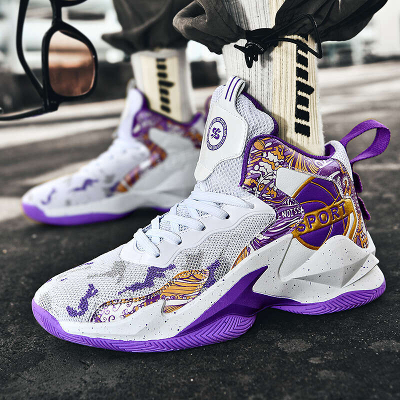 Free shipping Graffiti Mesh Breathable Basketball for Men and Women Trendy Outdoor Cement Court Sports Practical Competition Shoes