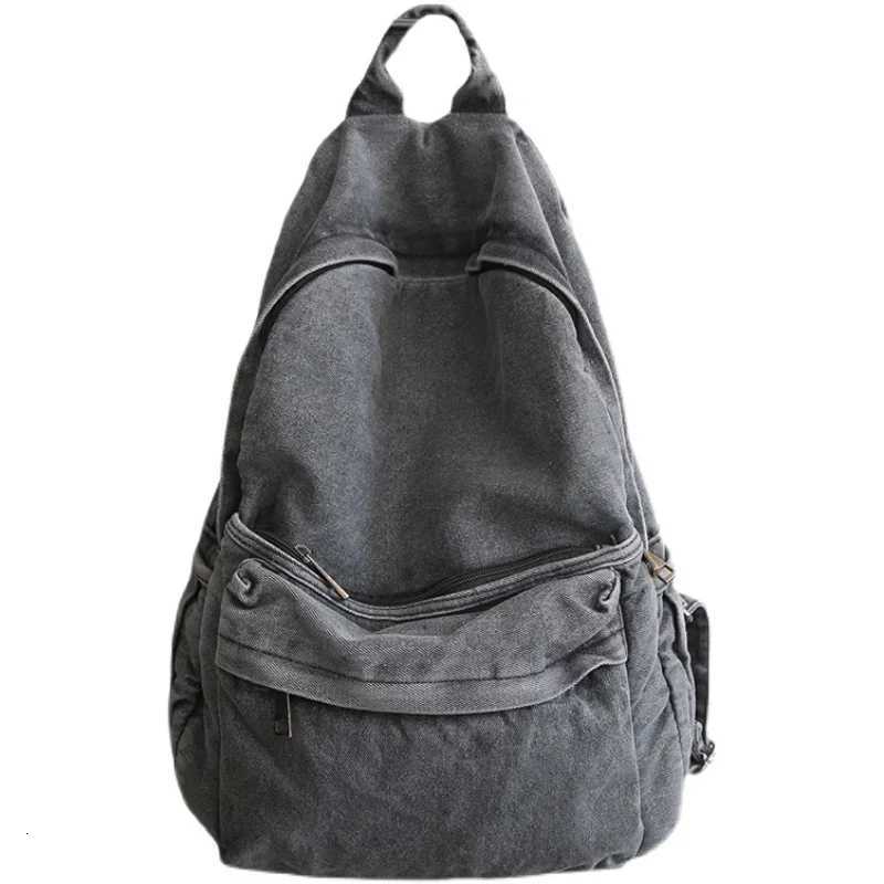 Distressed Canvas Gray Backpack College Female Book Travel Backpacks Cool DenimLaptop Lady Student Ruckpack Bags sac Y250811