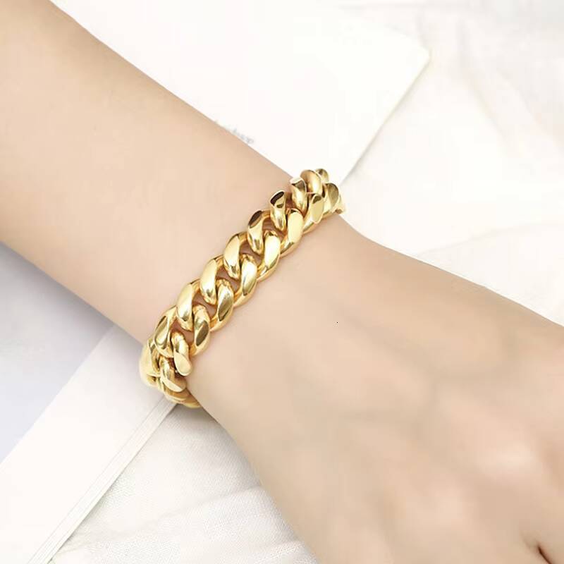 10mm 12mm 14mm Stainless Steel Thick Gold Cuban Link Chain Necklace Bold Hip-Hop Jewelry for Men