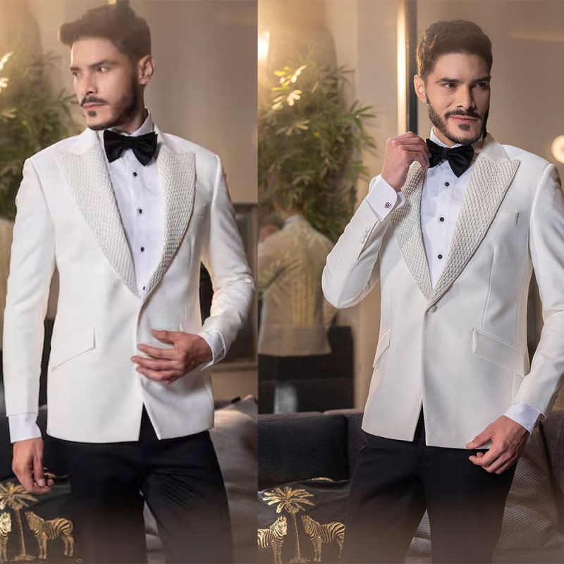 Simple Wedding Men's Suits Single Breasted 2-Piece Blazer Pants Plus Size Groom Tuxedo Customized