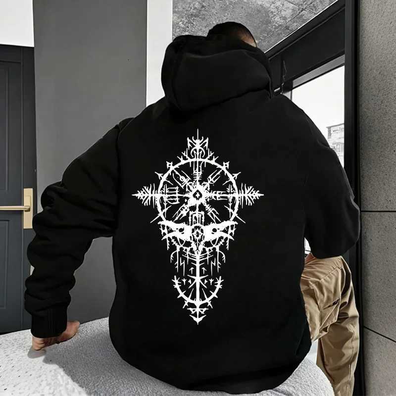 Autumn Winter New Style Mens Sweatshirt Ancient Viking Raven Print Hoodie Urban Casual Fashion Pullover Streetwear Y250811