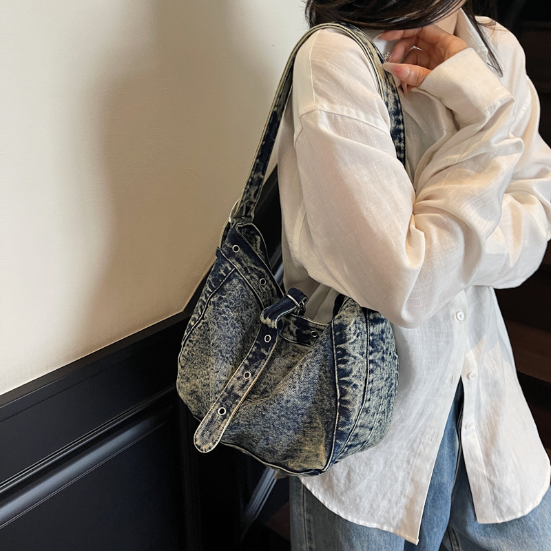 Denim New Fashion Versatile High-End Crossbody Large Capacity Commuter Tote Bag