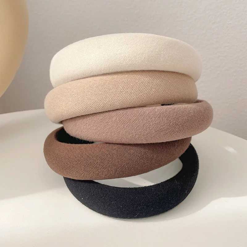 Coffee Color Series Sponge Band for Women Simple Temperament Solid Color Thick Hair Band Fashion Hair Accessories X250812