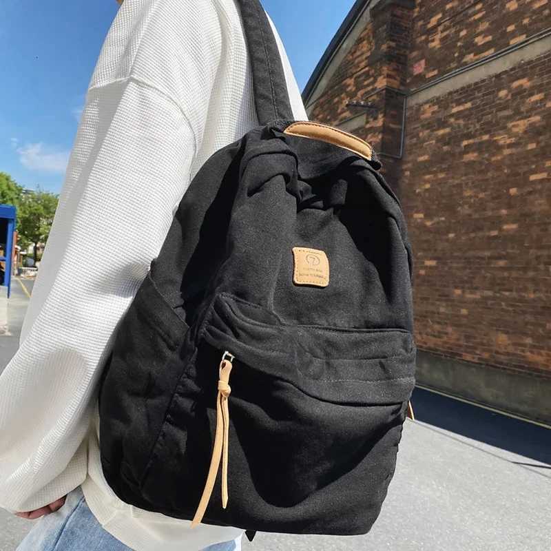 New Casual Cool Canvas Green Laptop Student Bag Trendy Women Men College Bag Female Backpack Male Lady Travel Backpacks Y250811