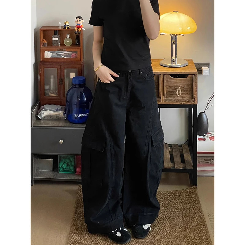 American Vintage 2000s Style High Waist Brown Jeans Pants 2025 Spring Womens Baggy Y2K Wide Leg Denim Trouser Female Clothes 250811