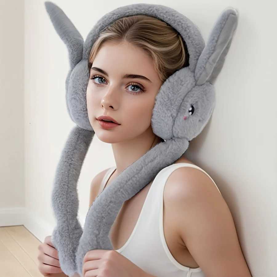 Cartoon Bunny Ear Warmers Plush Knitted Stretchable Polyester Headband Ear Muffs Hand Wash Reusable Cozy Ear Covers for Winter XJ250812