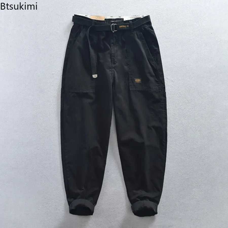 2025 Spring Autumn Mens 100% Cotton Cargo Pants Solid Casual Pants Fashion Big Pockets Baggy Trousers Harajuku Streetwear Men X250812