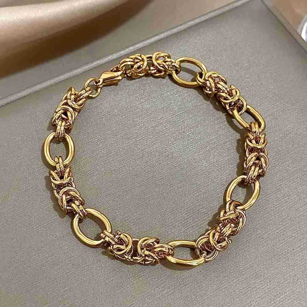 316L Stainless Steel Twisted Bracelets Bangles for Women Trendy Chunky Gold Plated Wrist Chain Bracelet Waterproof Jewelry U250812