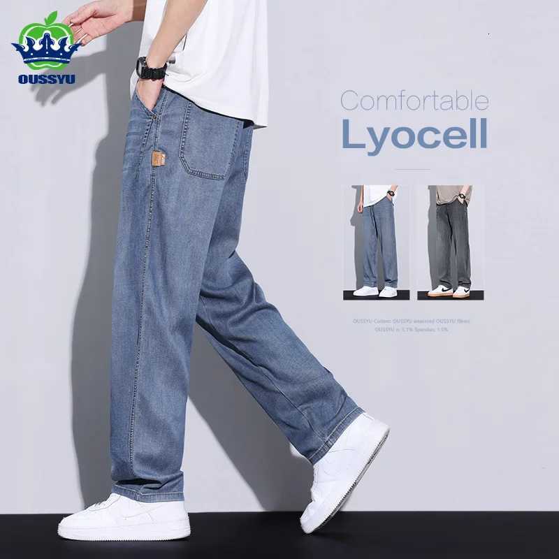 igh Quality Nev Clothing Lyocell Fabric Jeans Men Summer Thin Work Wear Slacks Jogger Retro Blue Wide Leg Trousers Streetwear X250812