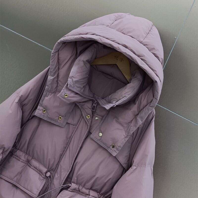 2025 Korean Version Waist Jacket For Women, Thickened Medium And Long, New Loose Hooded Solid Color White Duck Down