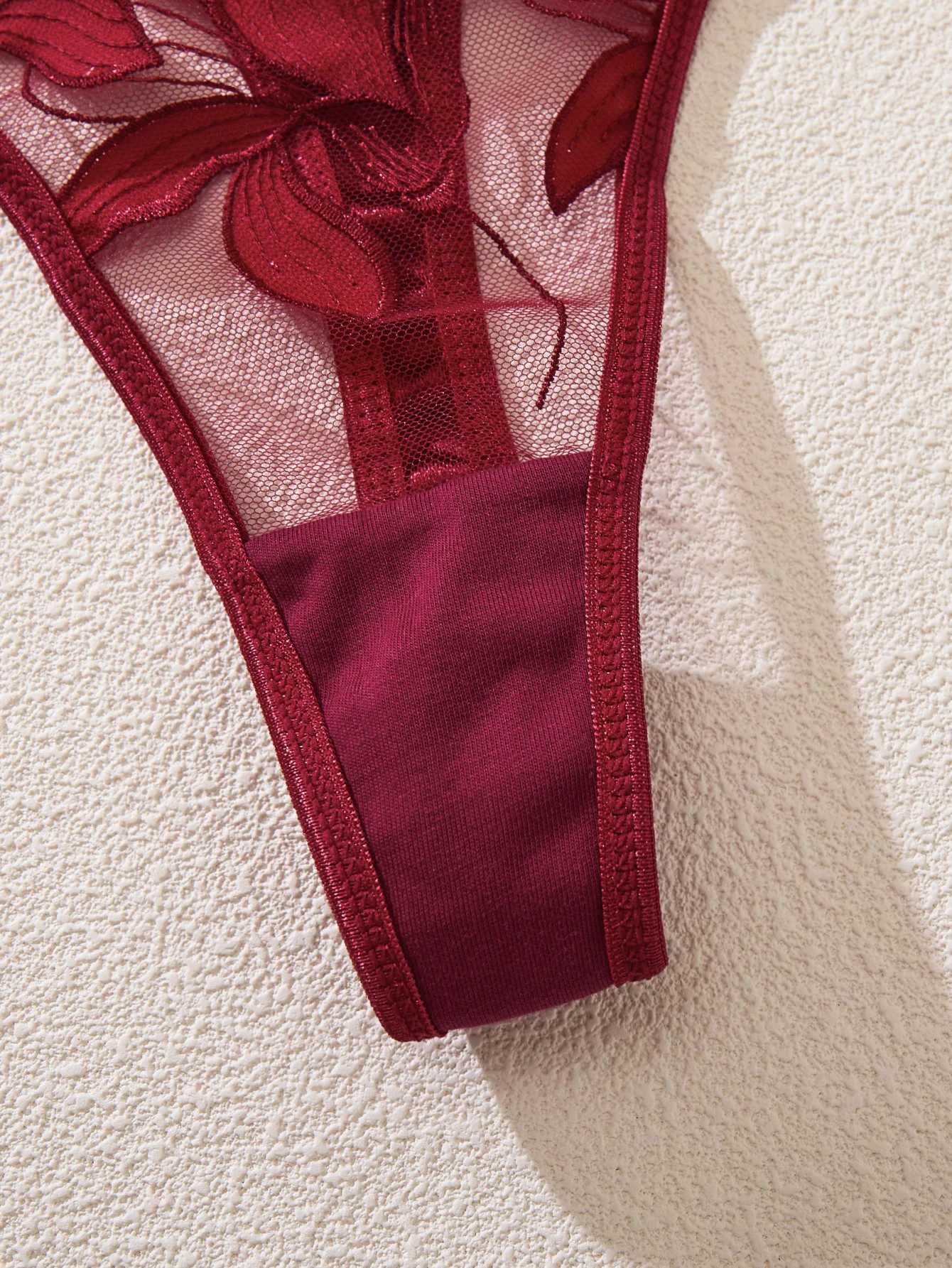 Fairy Lingerie Floral Valentine Charming Brief Panty Underwear Sexy Nighty Fancy Underwear Brief Set for Lady See Through BraXJ250812