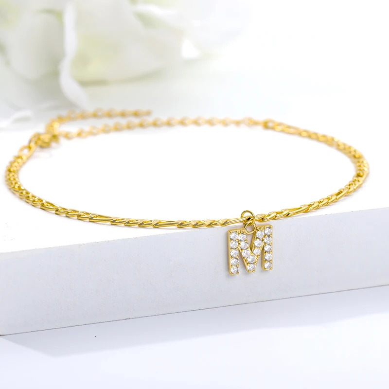 Tiny A-Z Initial Letter Anklets For Women Stainless Steel Gold Color Alphabet Cuban Link Anklet Bracelet Boho Jewelry Gifts 250812