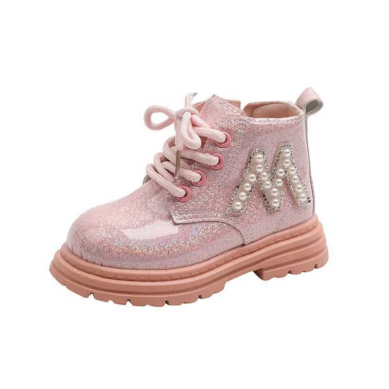 Boot Girl Short Boot New Autumn Winter Shiny Pearls Single Boot Fashion Boy Ankle Boot Pink White Black Boot Kid Shoe Girl Shoes XJ250812