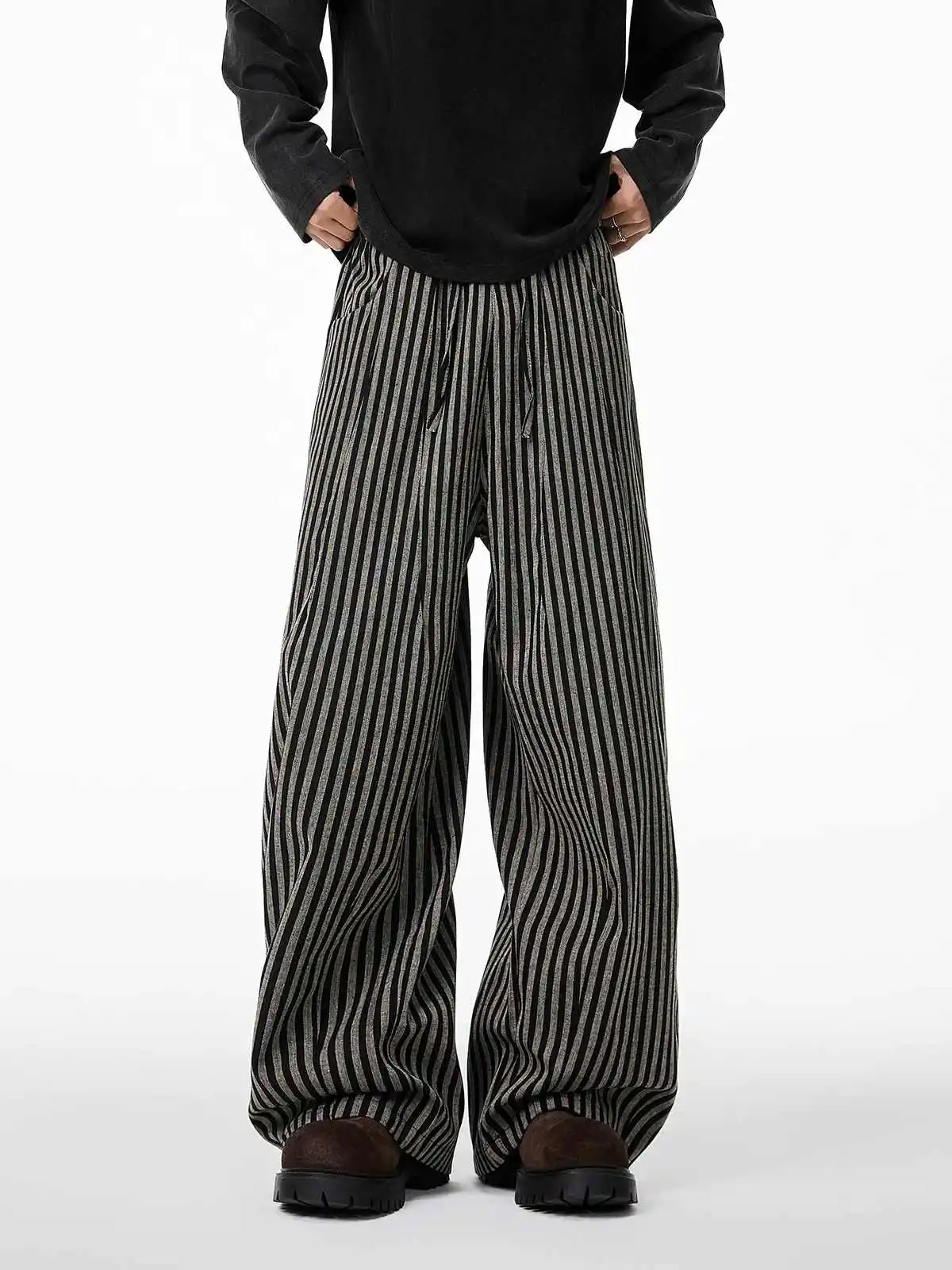 Womens Black Gothic Striped Long Pants Baggy Sweatpants Harajuku Y2k Emo Vintage Oversize Trousers Japanese 2000s Style Clothes 250811