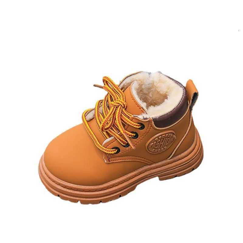 Winter Boots for Kids Leather Shoes Fashion Warm Non-slip Boys Student Shoes Outdoor Short Boots XJ250812