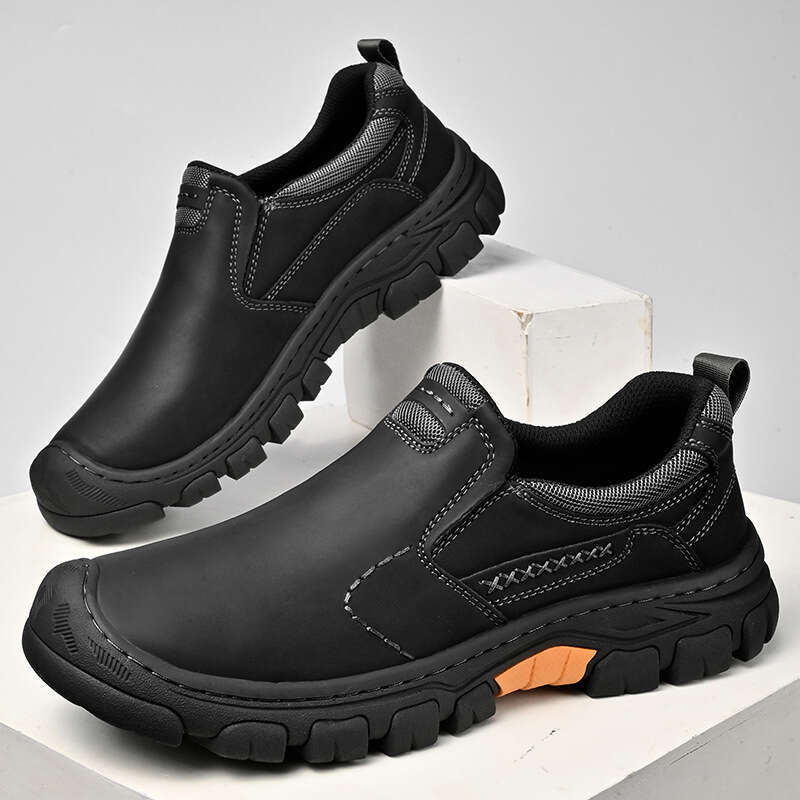 Thick Sole Wear-Resistant Closed-Toe Outdoor Hiking Work Casual Men's Leather Shoes